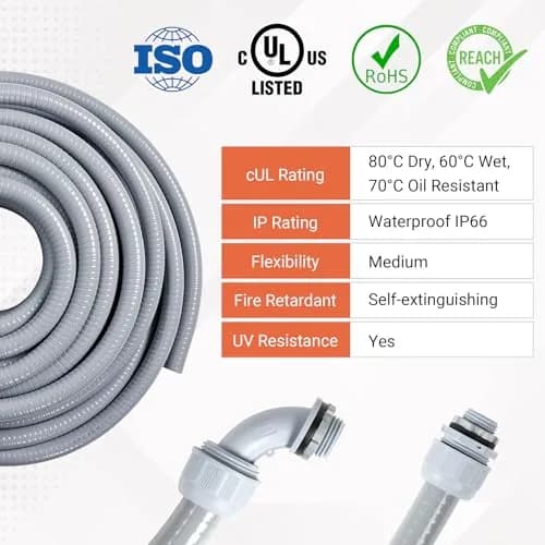 Neorexon Liquid-Tight Conduit 1/2 inch | 100ft PVC Outdoor Electrical Pipe thumbnail 4