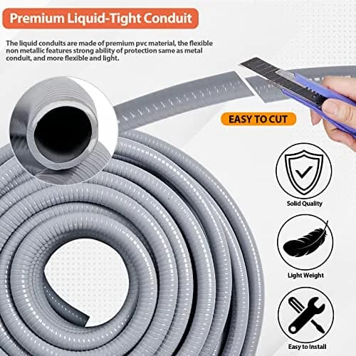 Neorexon Liquid-Tight Conduit 1/2 inch | 100ft PVC Outdoor Electrical Pipe thumbnail 3