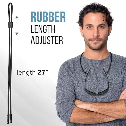 SIGONNA Black Eyeglass Holder Strap | Adjustable 27 inch Neck Lanyard for Men & Women thumbnail 5
