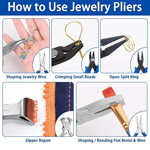 Shynek Jewelry Pliers, Set of 10 Professional Jewelry Making Pliers Tools for Craft, Wire Wrapping | Heavy Duty Steel, 5 Inch, Blue Handles thumbnail 4