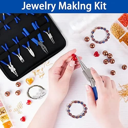 Shynek Jewelry Pliers, Set of 10 Professional Jewelry Making Pliers Tools for Craft, Wire Wrapping | Heavy Duty Steel, 5 Inch, Blue Handles thumbnail 7