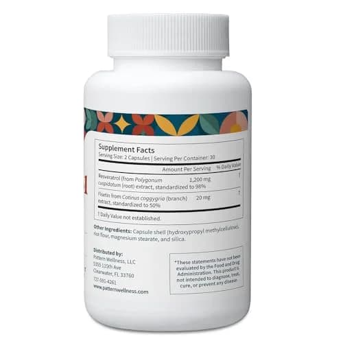 Pattern Wellness Resveratrol Supplement – 60 Capsules | Supports Heart & Cellular Health thumbnail 3
