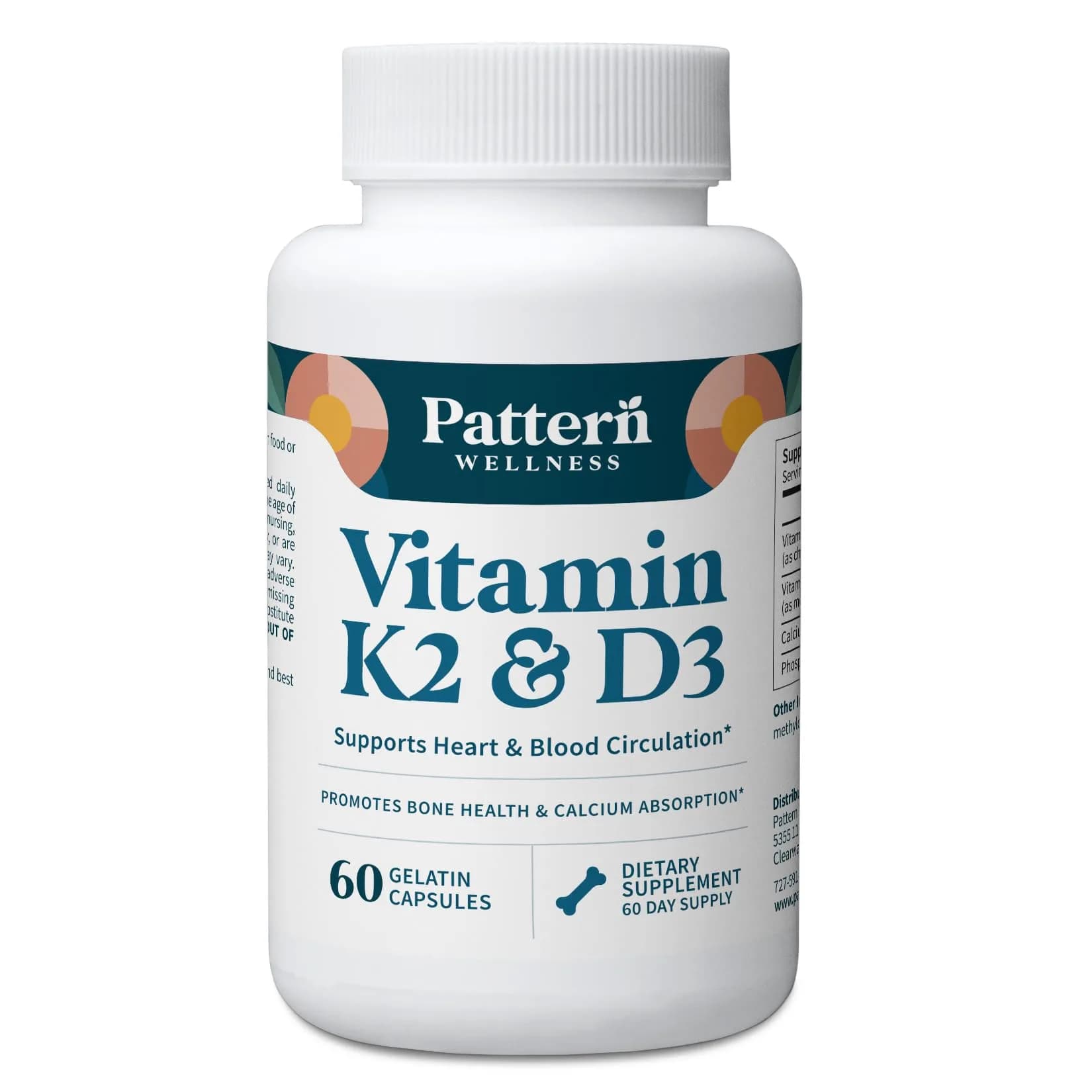 Pattern Wellness Vitamin K2 & D3 Supplement – 60 Capsules | Bone & Heart Support — Capsule