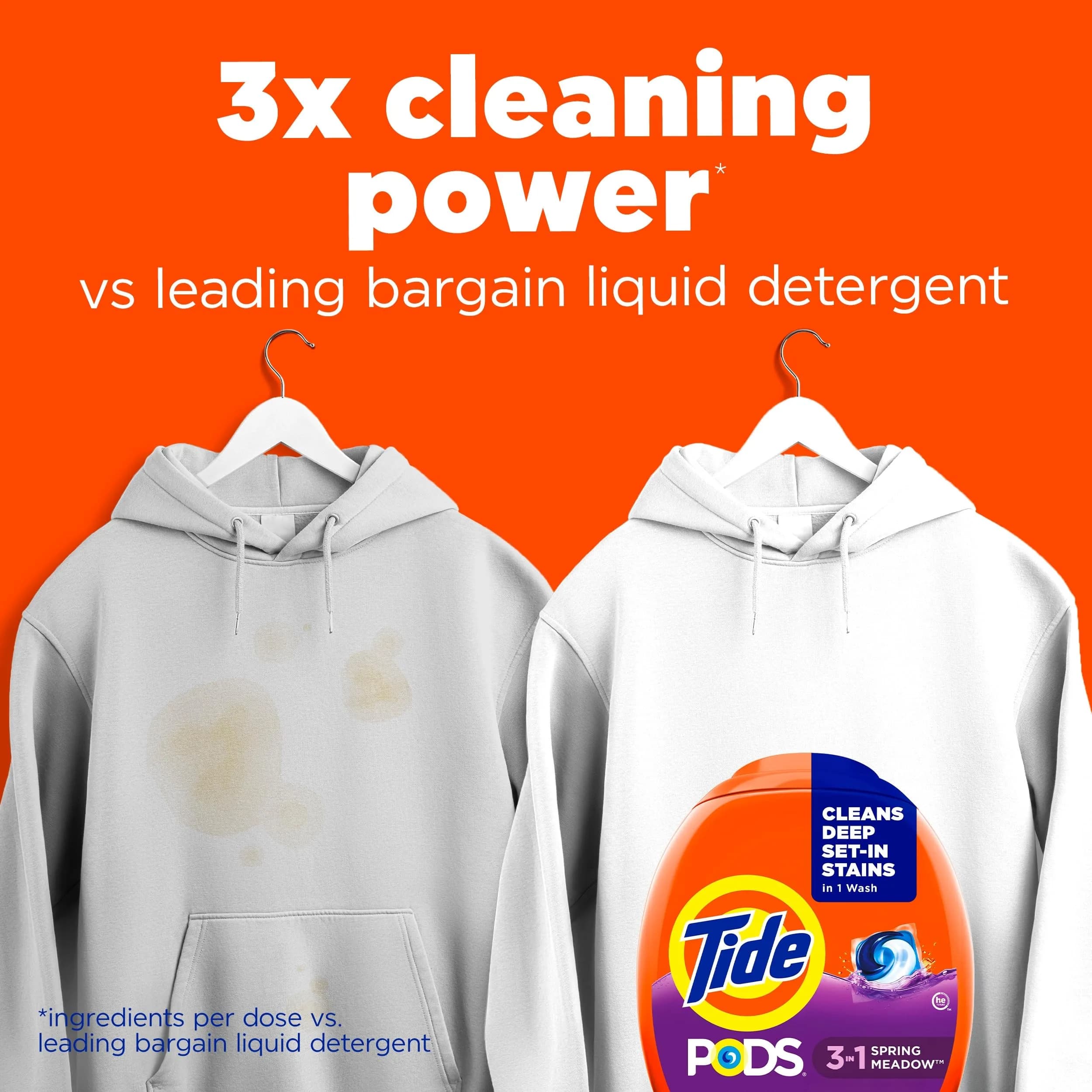 Tide PODS Laundry Detergent Pacs 76 Count | Spring Meadow Scent, 3-in-1 Stain Remover, Odor Fighter, Color Protector - view 2