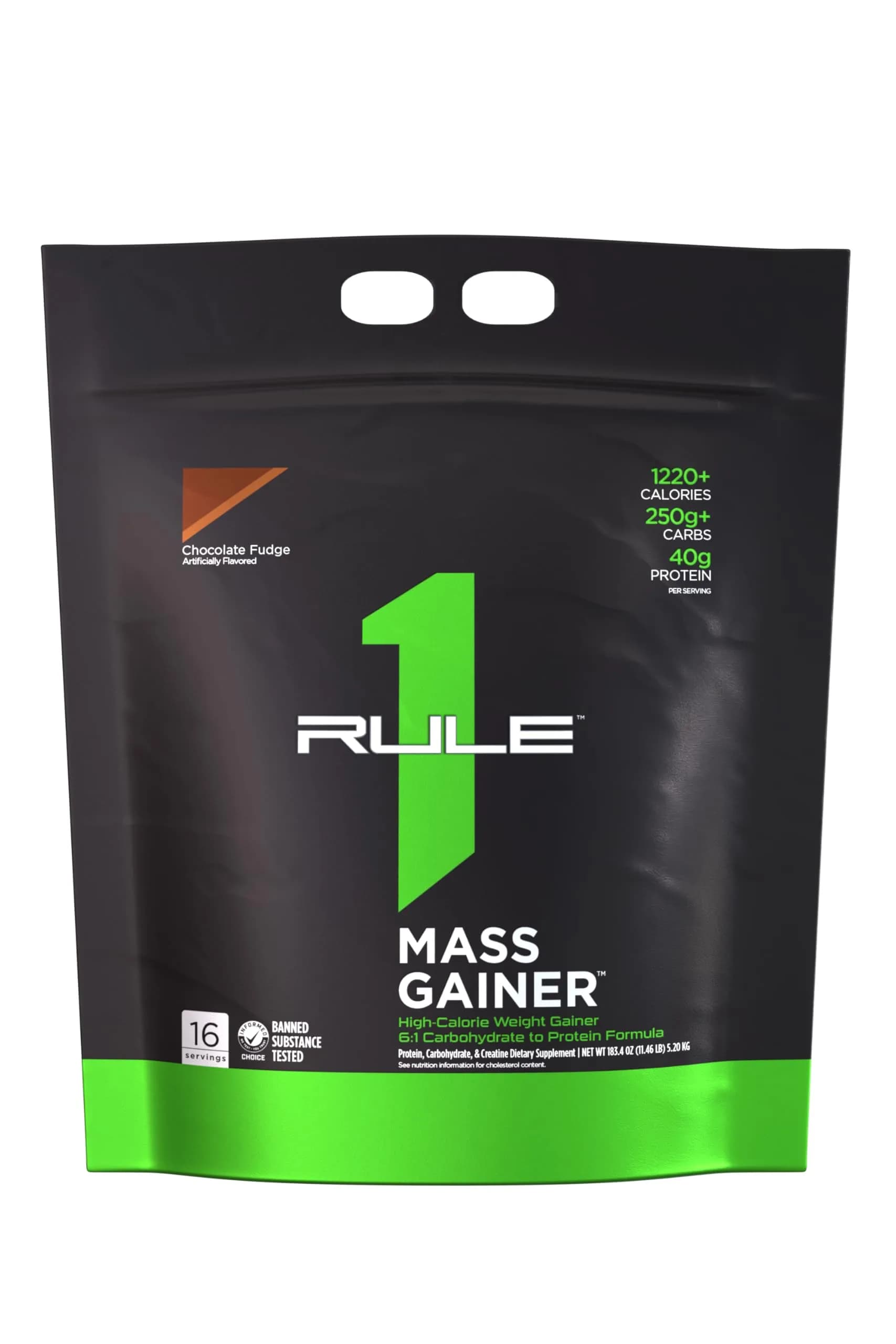 Rule 1 Proteins Mass Gainer Chocolate Fudge | 16 Servings, 1220+ Calories, High-Quality Whey