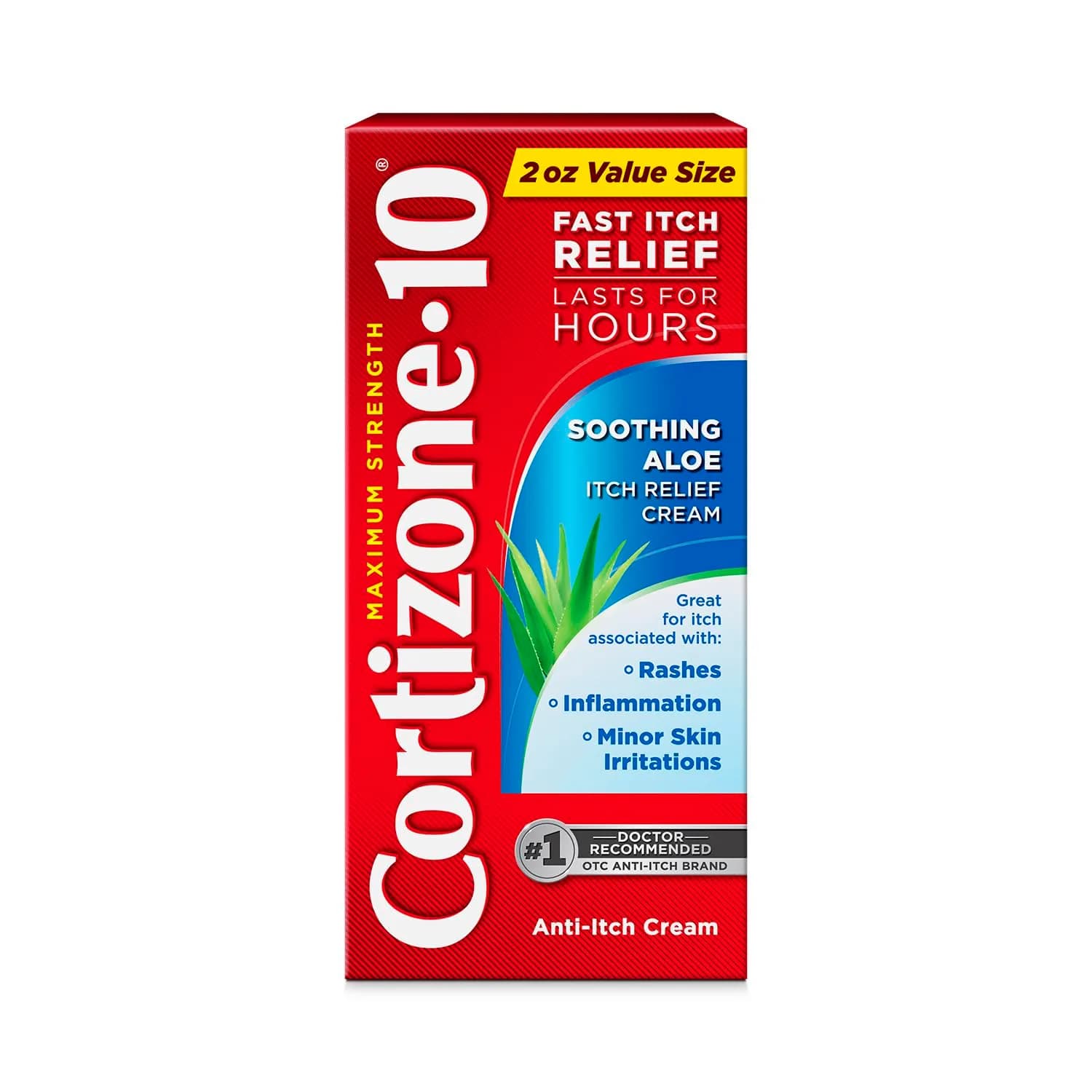 Cortizone 10 Max Strength Soothing Aloe Itch Relief Cream 2 oz | Fast-Acting, Fragrance-Free