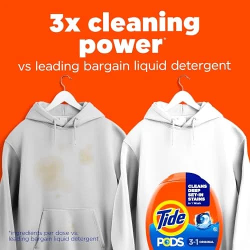 Tide PODS Laundry Detergent Pacs 76 Count | 3-in-1 Stain Remover, Odor Fighter, Color Protector, HE Compatible, Original Scent thumbnail 2