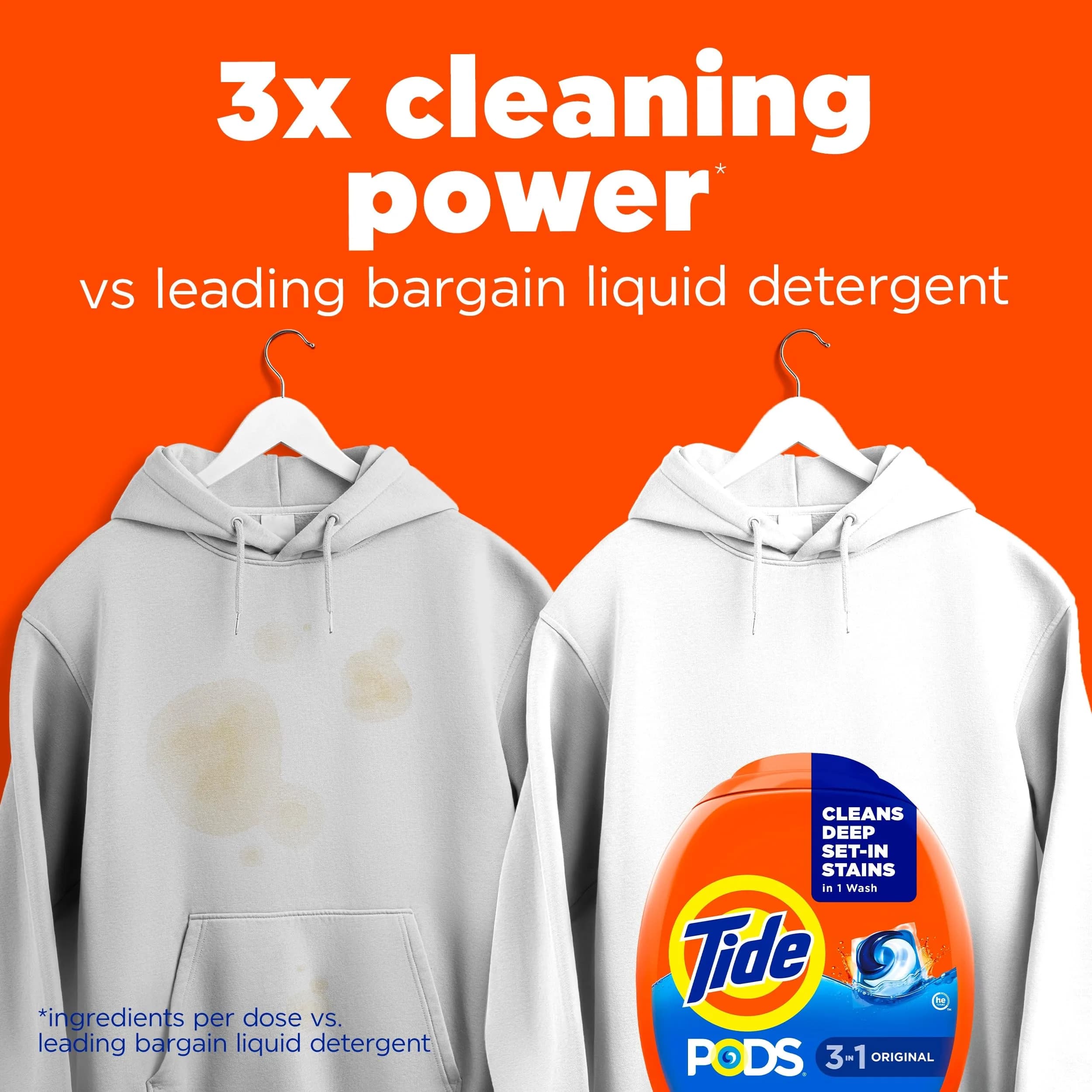 Tide PODS Laundry Detergent Pacs 76 Count | 3-in-1 Stain Remover, Odor Fighter, Color Protector, HE Compatible, Original Scent - view 2