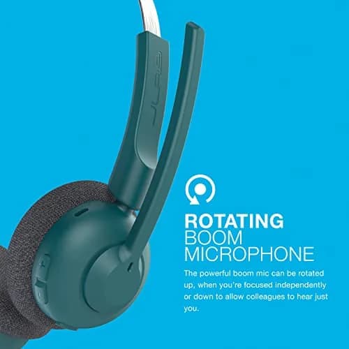JLab Go Work Pop On-Ear Wireless Headset Teal | Bluetooth Multipoint Noise Canceling Boom Mic thumbnail 7