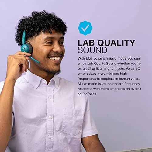 JLab Go Work Pop On-Ear Wireless Headset Teal | Bluetooth Multipoint Noise Canceling Boom Mic thumbnail 3