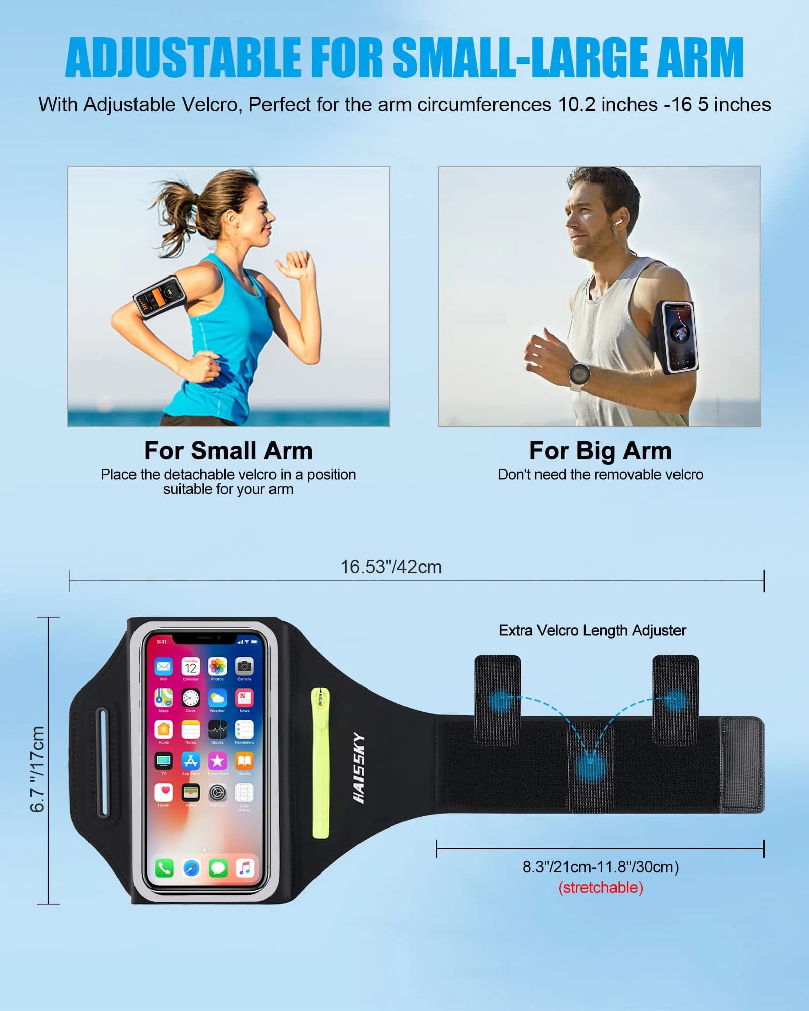 Guzack Running Armband with Key Pouch & Card Slot | Up to 6.9" Phone Fit, Adjustable & Sweat-Proof thumbnail 4