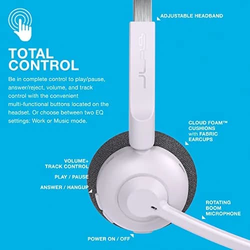 JLab Go Work Pop On-Ear Wireless Headset Lilac | 50+ Hour Playtime, Noise Canceling Mic, Bluetooth Multipoint thumbnail 5