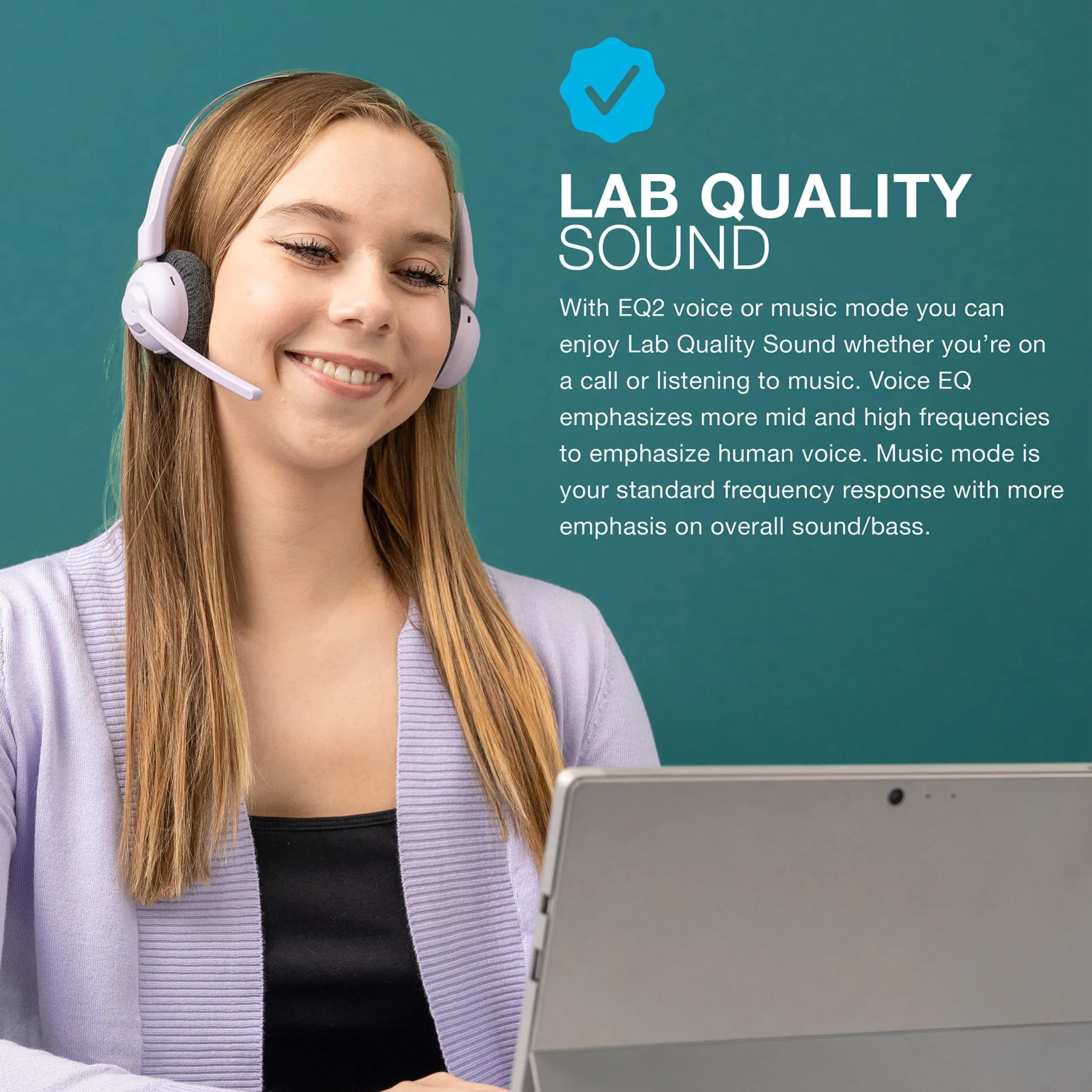JLab Go Work Pop On-Ear Wireless Headset Lilac | 50+ Hour Playtime, Noise Canceling Mic, Bluetooth Multipoint - view 2
