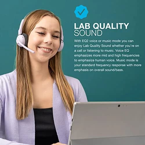 JLab Go Work Pop On-Ear Wireless Headset Lilac | 50+ Hour Playtime, Noise Canceling Mic, Bluetooth Multipoint thumbnail 2