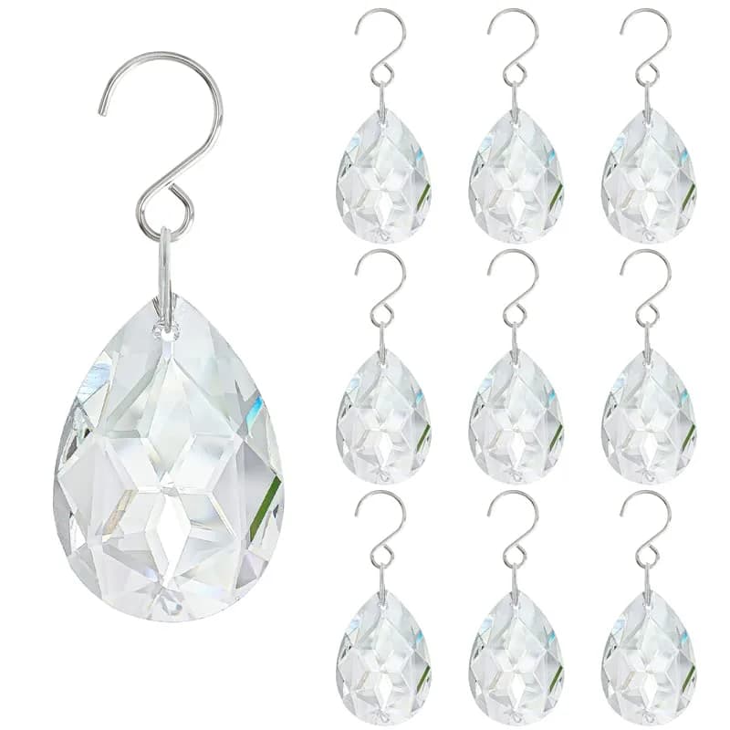 H&D HYALINE & DORA Clear 10 pcs Hanging Ornament 38mm | Crystal Teardrop Sun Catcher for Garden & Decor - main product image
