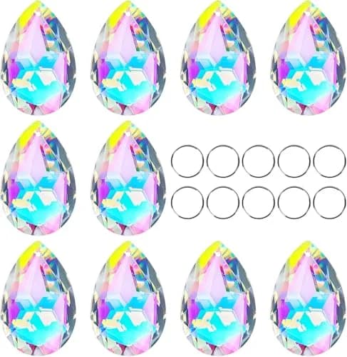H&D HYALINE & DORA 10 Pcs Crystal Prism Pendants 50MM | Teardrop Suncatcher for Garden & Decor thumbnail 1