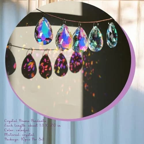 H&D HYALINE & DORA 10 Pcs Crystal Prism Pendants 50MM | Teardrop Suncatcher for Garden & Decor thumbnail 5