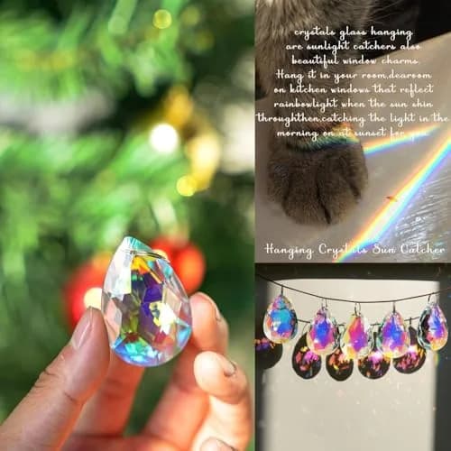 H&D HYALINE & DORA 10 Pcs Crystal Prism Pendants 50MM | Teardrop Suncatcher for Garden & Decor thumbnail 6