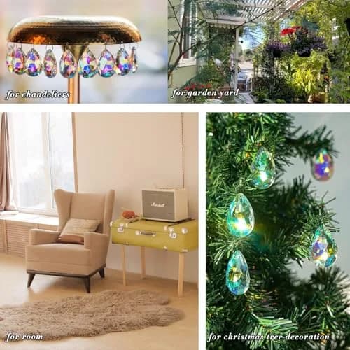 H&D HYALINE & DORA 10 Pcs Crystal Prism Pendants 50MM | Teardrop Suncatcher for Garden & Decor thumbnail 8