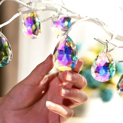 H&D HYALINE & DORA 10 Pcs Crystal Prism Pendants 50MM | Teardrop Suncatcher for Garden & Decor thumbnail 3