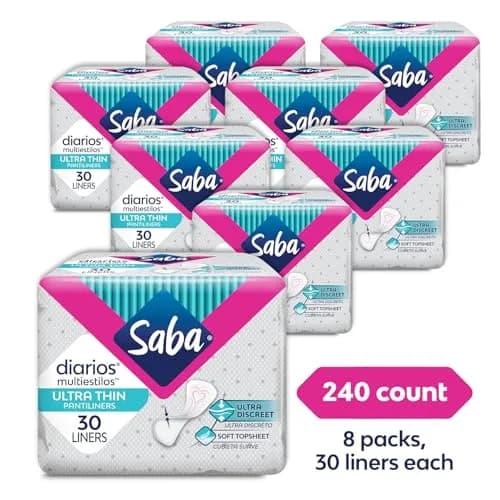 Saba Diarios Ultra Thin Multishape Panty Liners 8-Pack | Discreet, Light Moisture Protection thumbnail 2