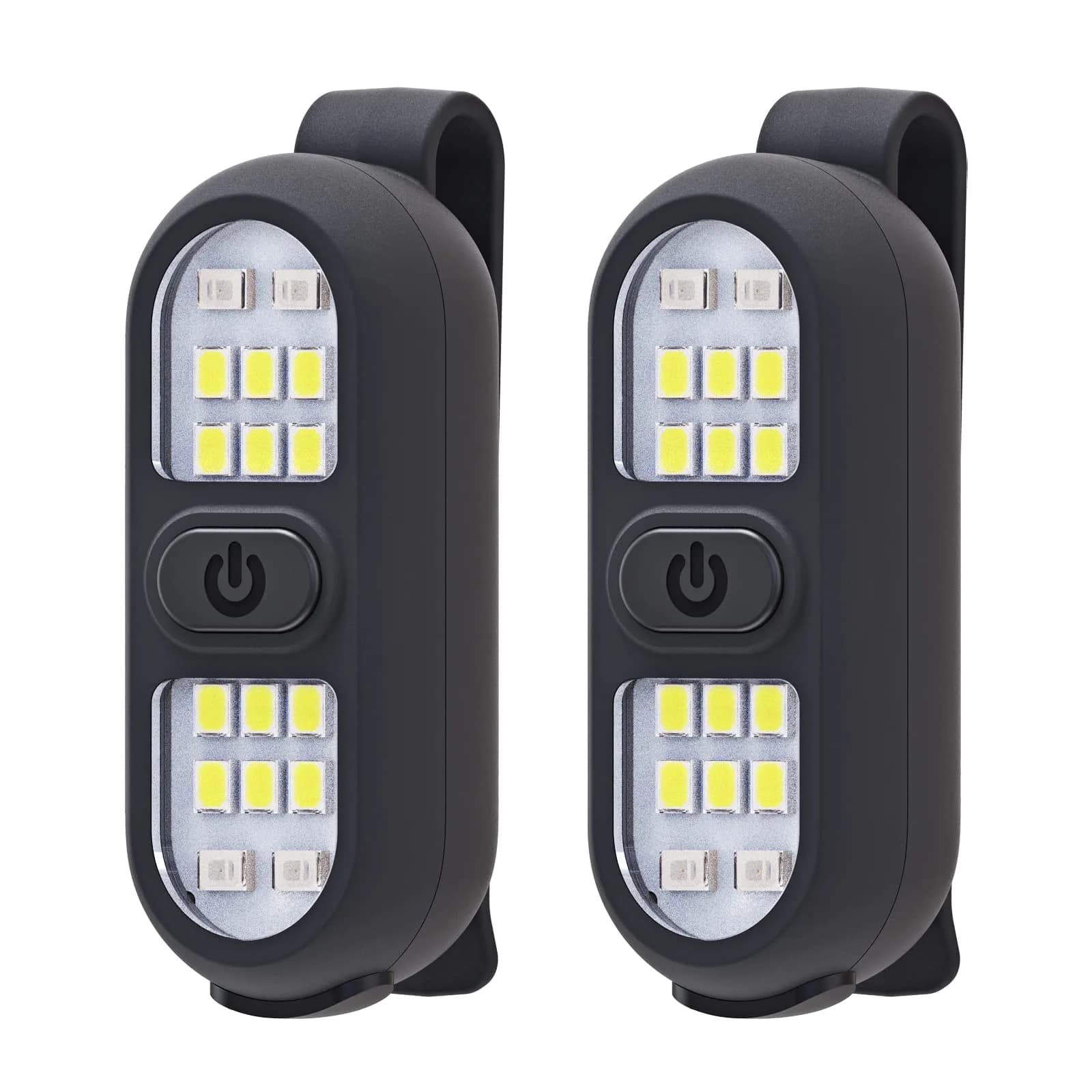 Faxins 2 Pack Clip on Flashlights | Rechargeable Safety Lights for Night Running & Outdoor Use — Black
