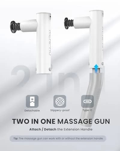 RENPHO Extend Massage Gun with Type-C Charging | Deep Tissue Percussion Massager for Neck and Back (730g) thumbnail 2