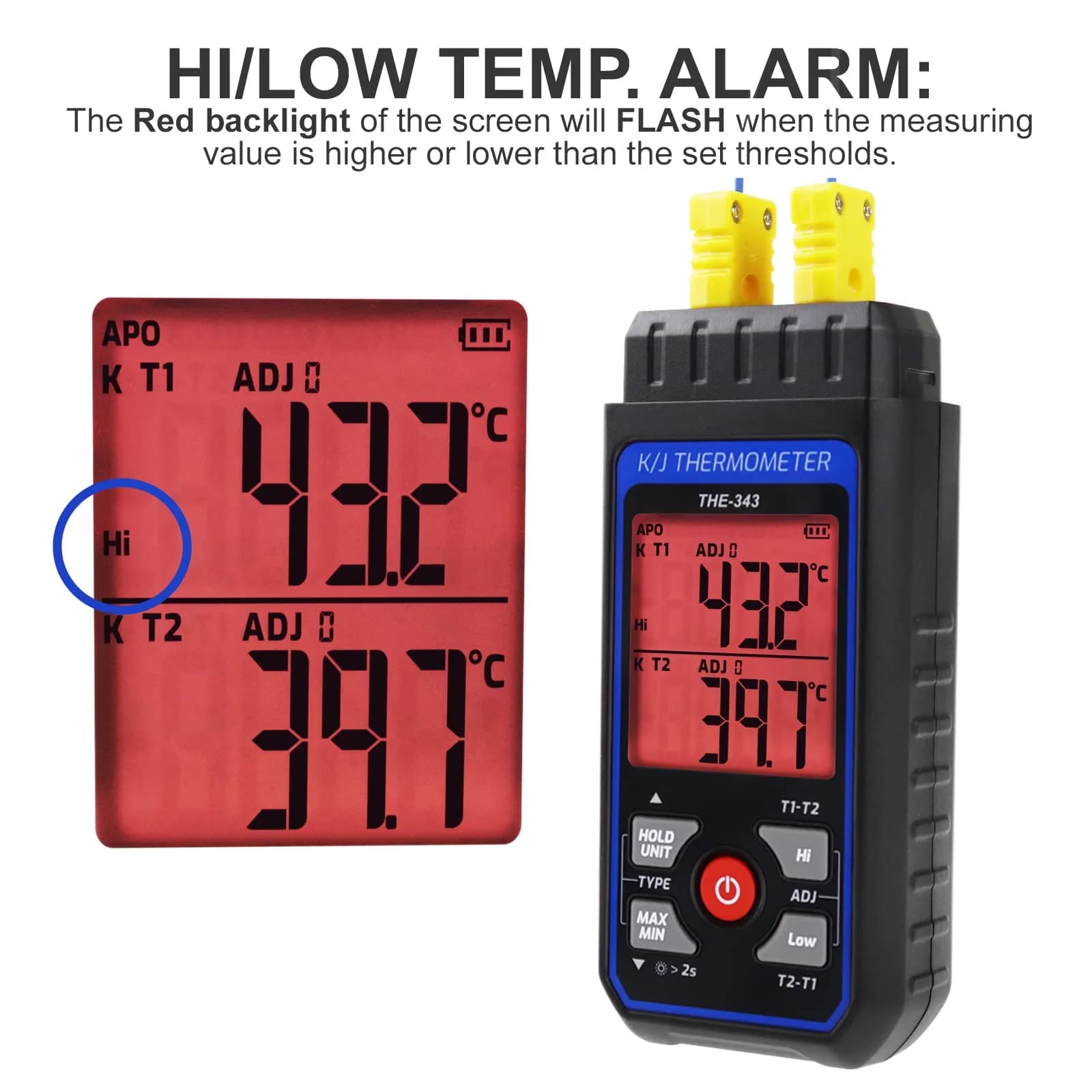 DANOPLUS K Type Thermocouple Thermometer -200~1372℃ (2501℉) | Dual Channel HVAC Temperature Meter Gauge - view 4
