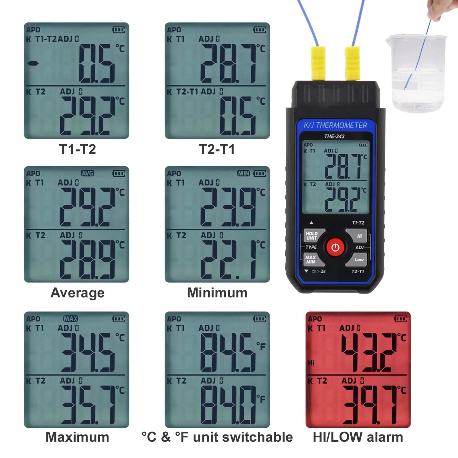 DANOPLUS K Type Thermocouple Thermometer -200~1372℃ (2501℉) | Dual Channel HVAC Temperature Meter Gauge - view 5