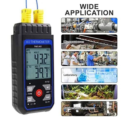 DANOPLUS K Type Thermocouple Thermometer -200~1372℃ (2501℉) | Dual Channel HVAC Temperature Meter Gauge thumbnail 7