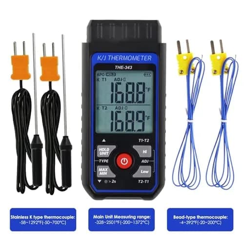 DANOPLUS K Type Thermocouple Thermometer -200~1372℃ (2501℉) | Dual Channel HVAC Temperature Meter Gauge thumbnail 3