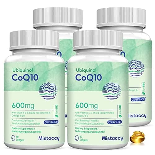 Mistaccy CoQ10 600mg Softgels | High Absorption Ubiquinol Supplement with Vitamin E & Omega 3 6 9 | 240 Softgels thumbnail 1