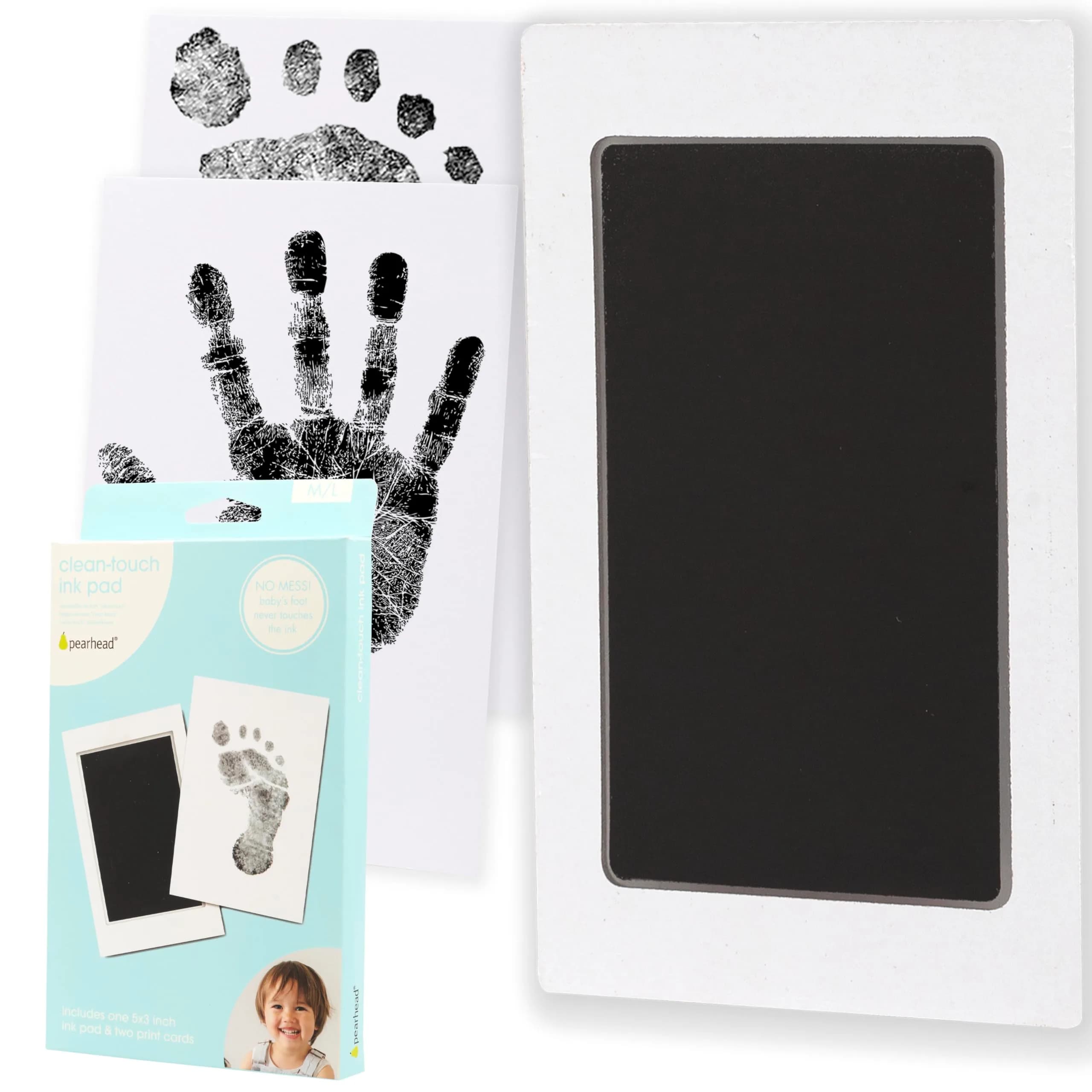 Pearhead Clean-Touch Baby Ink Pad Kit, Medium/Large Black | Mess-Free Handprint & Footprint Maker - main product image