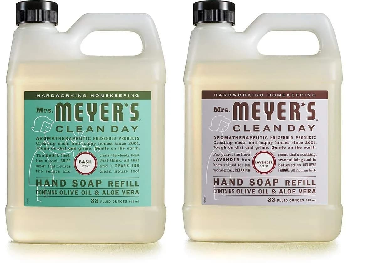 Mrs. MEYER'S Hand Soap Refill Scent Variety Pack 66 Fl Oz | Natural, Paraben-Free, Made in USA — Lavender + Basil