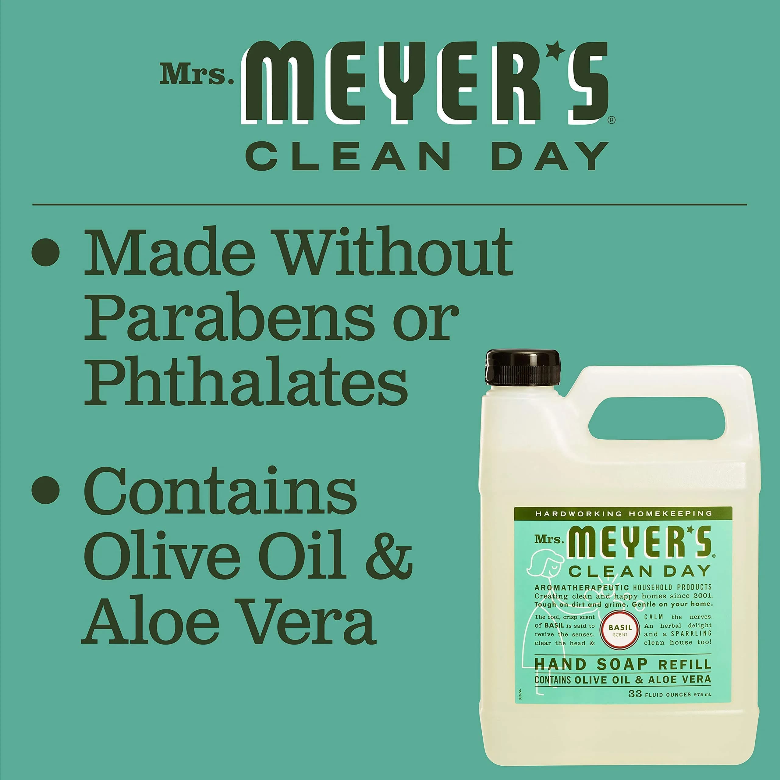 Mrs. MEYER'S HAND SOAP REFILL 66 Fl Oz | Garden-Inspired Scent, Cruelty-Free, Paraben-Free, Aloe & Olive Oil, Made in USA thumbnail 8