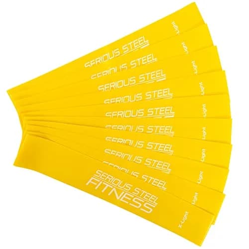 Serious Steel Fitness 12 Inch Resistance Loop Mini Band Exercise Workout Bands (X-Light - 10 Pack - Yellow) | Rehab & Warm-Up Tool thumbnail 1