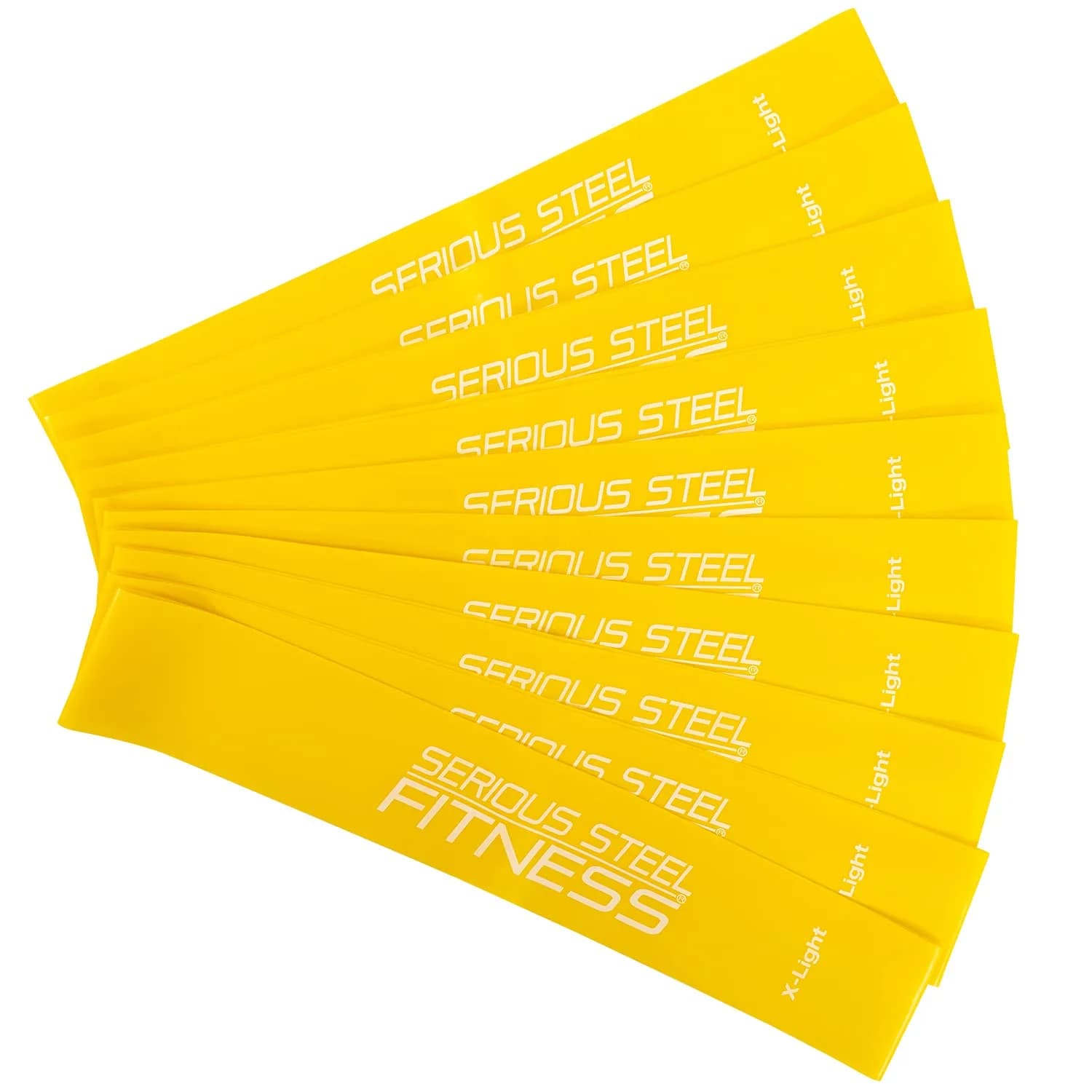 Serious Steel Fitness 12 Inch Resistance Loop Mini Band Exercise Workout Bands (X-Light - 10 Pack - Yellow) | Rehab & Warm-Up Tool