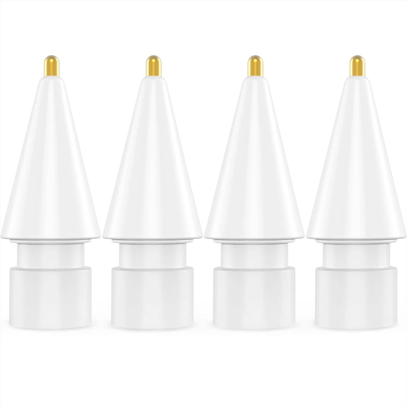 NIUTRENDZ Replacement Tips for Apple Pencil 2nd & 1st Gen, 4-Pack Metal Nibs (Clear, Pink, Blue, Grey) | Precise Control & Smooth Writing — 1.95mm - White