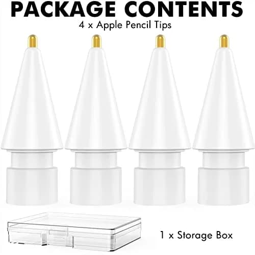 NIUTRENDZ White 4 Pack Replacement Tips for Apple Pencil 1st & 2nd Gen | Fine Point Metal Nib (1.95mm) thumbnail 6