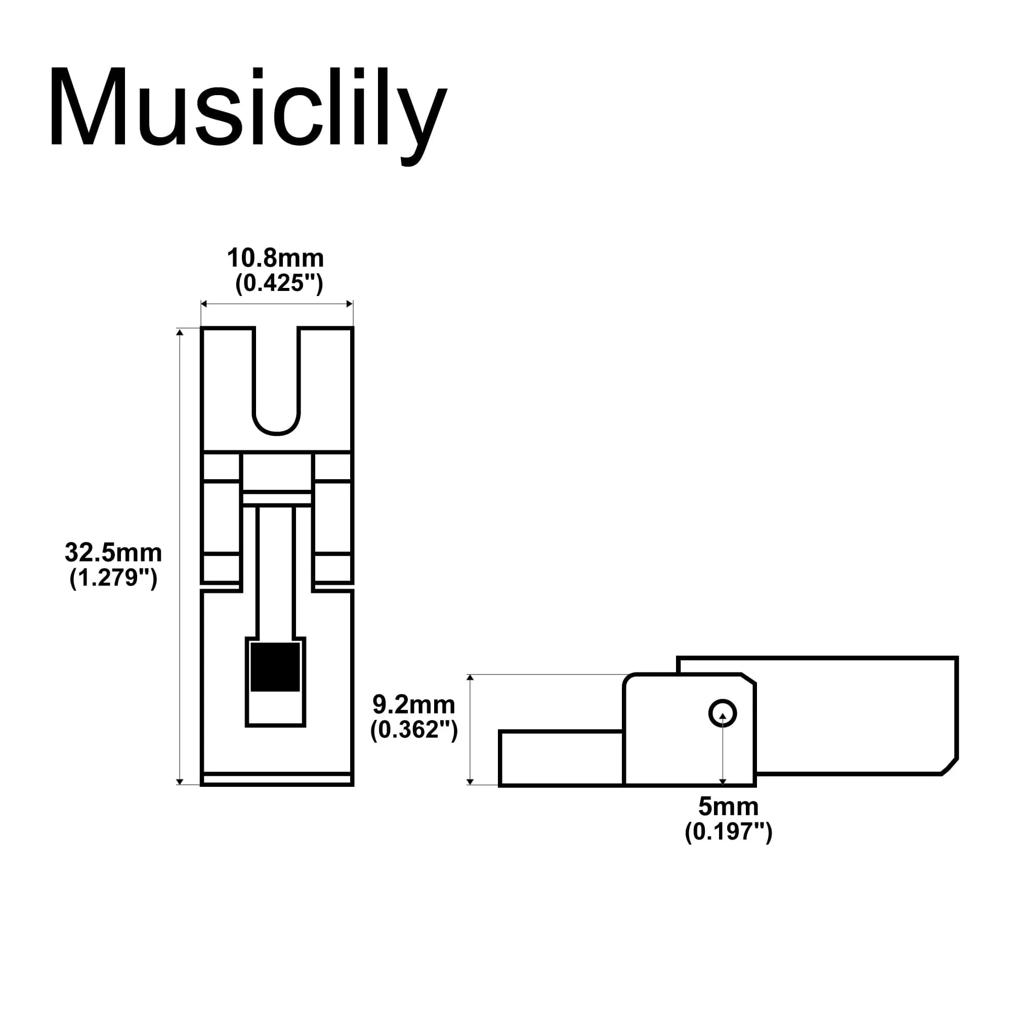 Musiclily Pro Individual 10.8mm Low Saddle for Floyd Rose Tremolo Bridge, Chrome | Guitar Bridge Saddle - view 2