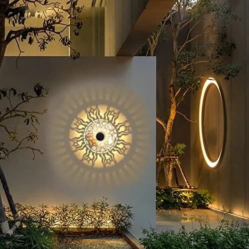 gardencave Sun Moon Solar Fence Lights 2 Pack | Decorative Outdoor Metal Lights thumbnail 8