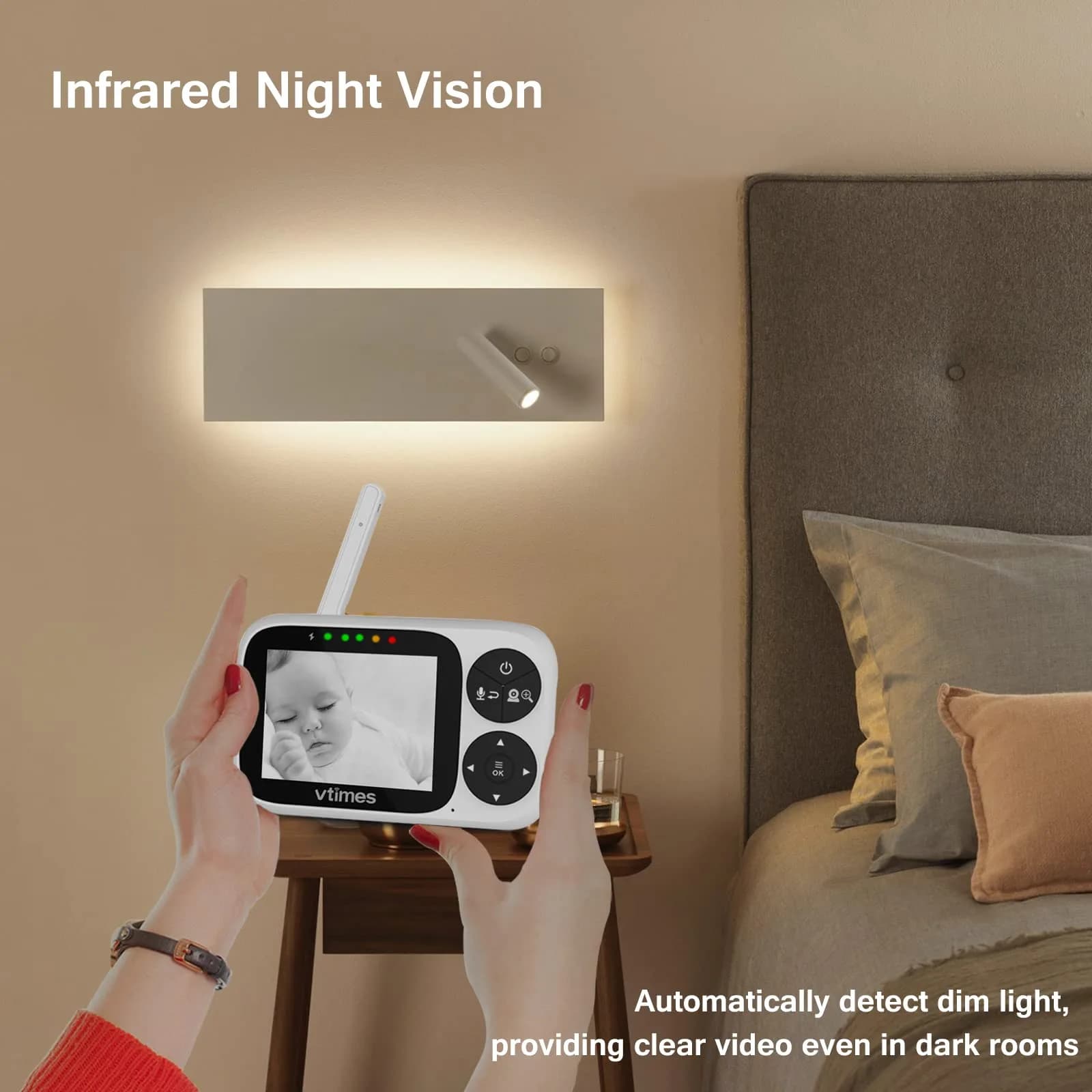 VTimes No WiFi Baby Camera Monitor 3.2" IPS Display | Secure 1000ft FHSS Connection - view 5