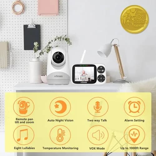 VTimes No WiFi Baby Camera Monitor 3.2" IPS Display | Secure 1000ft FHSS Connection thumbnail 6