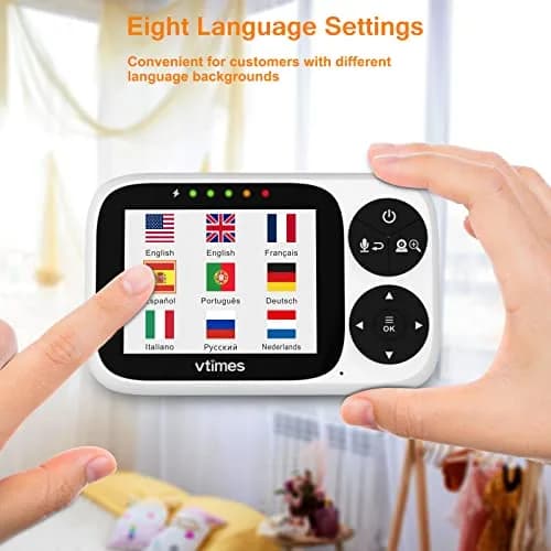 VTimes No WiFi Baby Camera Monitor 3.2" IPS Display | Secure 1000ft FHSS Connection thumbnail 8