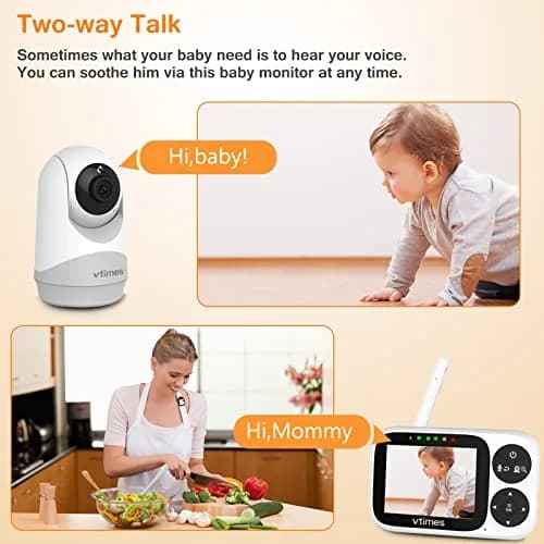 VTimes No WiFi Baby Camera Monitor 3.2" IPS Display | Secure 1000ft FHSS Connection thumbnail 2