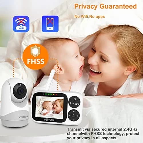 VTimes No WiFi Baby Camera Monitor 3.2" IPS Display | Secure 1000ft FHSS Connection thumbnail 3