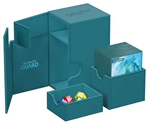Ultimate Guard Flip'n'Tray 80+ Deck Case for 80 Double-Sleeved TCG Cards Petrol | Magnetic Closure & Microfiber Lining thumbnail 4