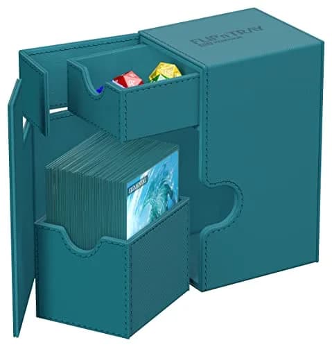 Ultimate Guard Flip'n'Tray 80+ Deck Case for 80 Double-Sleeved TCG Cards Petrol | Magnetic Closure & Microfiber Lining thumbnail 5