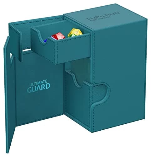 Ultimate Guard Flip'n'Tray 80+ Deck Case for 80 Double-Sleeved TCG Cards Petrol | Magnetic Closure & Microfiber Lining thumbnail 6