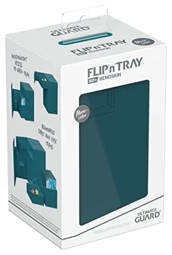 Ultimate Guard Flip'n'Tray 80+ Deck Case for 80 Double-Sleeved TCG Cards Petrol | Magnetic Closure & Microfiber Lining thumbnail 7